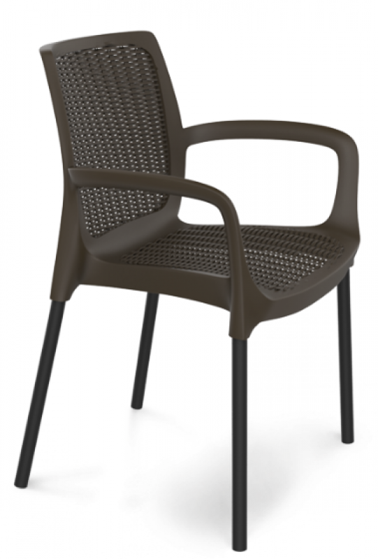 Пластиковый стул на металлических ножках для уличных кафе и ресторанов серого цвета графит